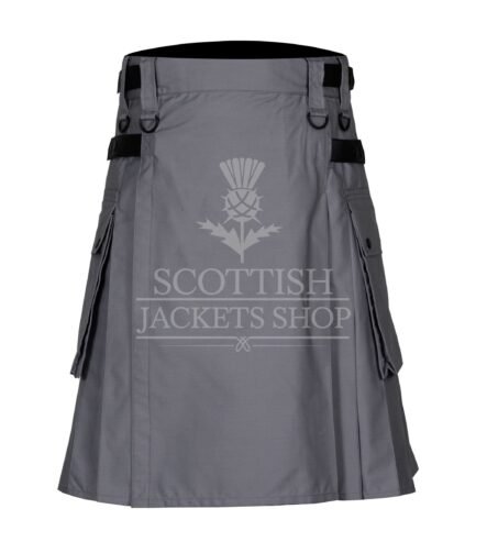 Grey Cotton Utility Kilt