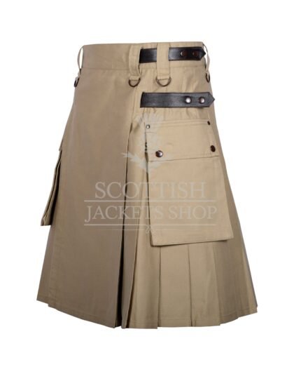 Khaki Cotton Utility Kilt