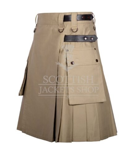 Khaki Cotton Utility Kilt