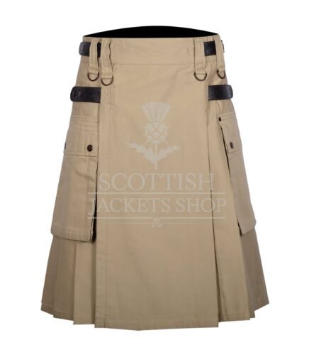 Khaki Cotton Utility Kilt