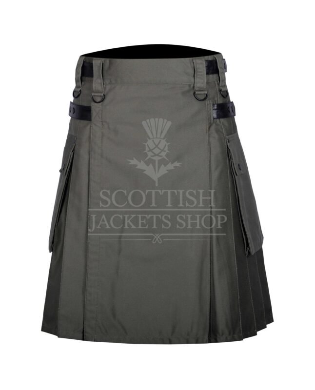 Olive Green Cotton Utility Kilt