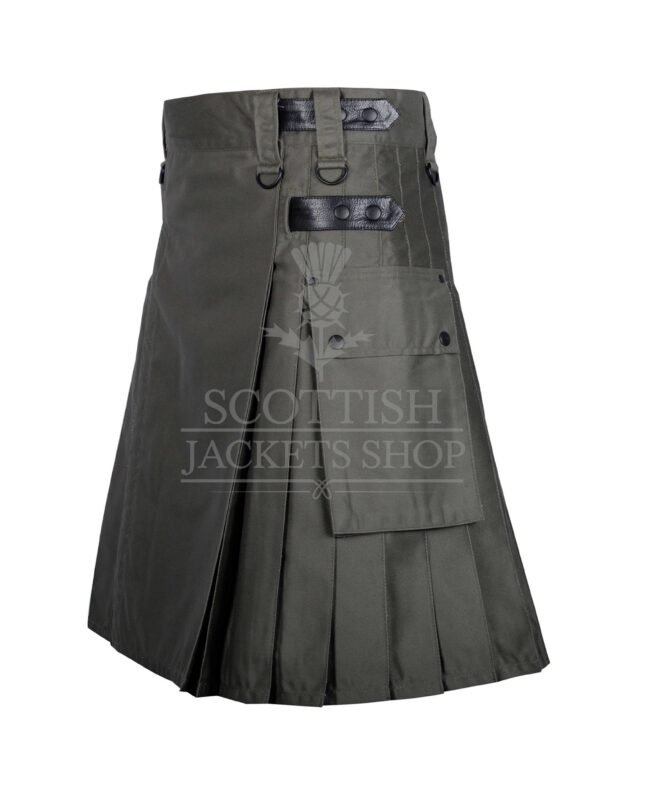 Olive Green Cotton Utility Kilt