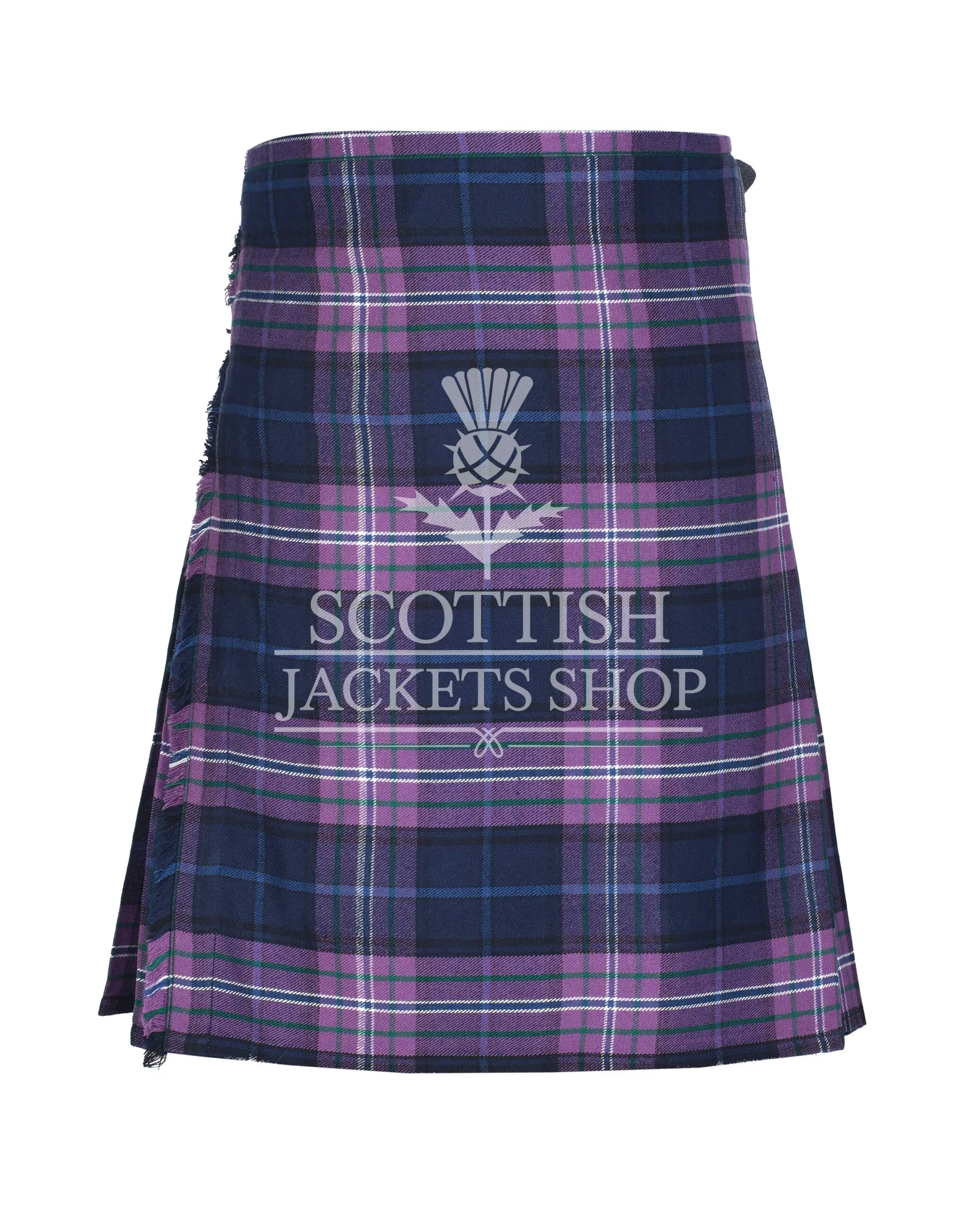 Scotland Forever Modern Tartan 8 Yard Kilt front view with pleats