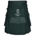 Solid Green Tartan Utility Kilt