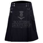Black Cotton Utility Kilt