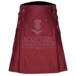 Maroon Cotton Utility Kilt