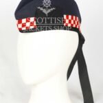 Navy Blue Wool Red White Diced Glengarry Cap
