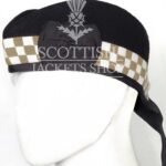 Black Wool Khaki White Diced Glengarry Cap
