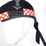Black Wool Orange White Diced Glengarry Cap