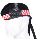 Black Wool Red White Diced Glengarry Cap