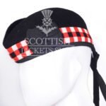 Black Wool Red White Black Diced Glengarry Cap