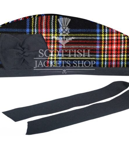 Black Stewart Tartan Cap