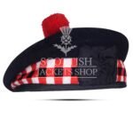 Black Wool Red White Black Diced Balmoral Cap