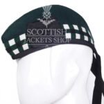 Green Wool Green Black White Diced Glengarry Cap