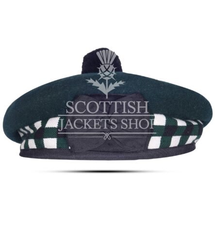 Green Wool Green White Black Diced Balmoral Cap