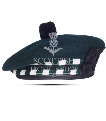 Green Wool Green White Black Diced Balmoral Cap