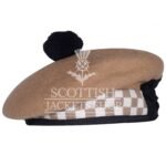 Khaki Wool Khaki White Diced Balmoral Cap