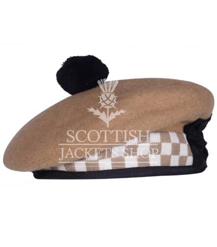 Khaki Wool Khaki White Diced Balmoral Cap