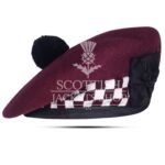 Maroon Wool Maron White Diced Balmoral Diced Cap