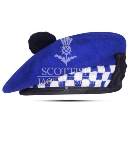 Royal Blue Wool Royal Blue White Diced Balmoral Cap