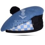 Sky Blue Wool Sky Blue White Diced Balmoral Cap
