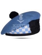 Sky Blue Wool Sky Blue White Diced Balmoral Cap