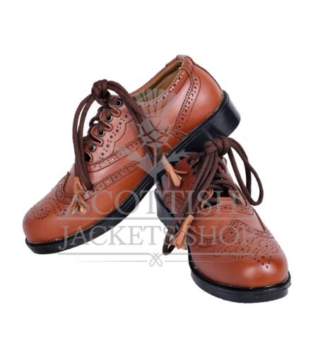 Brown Leather Ghillie Brogues Kilt Shoes