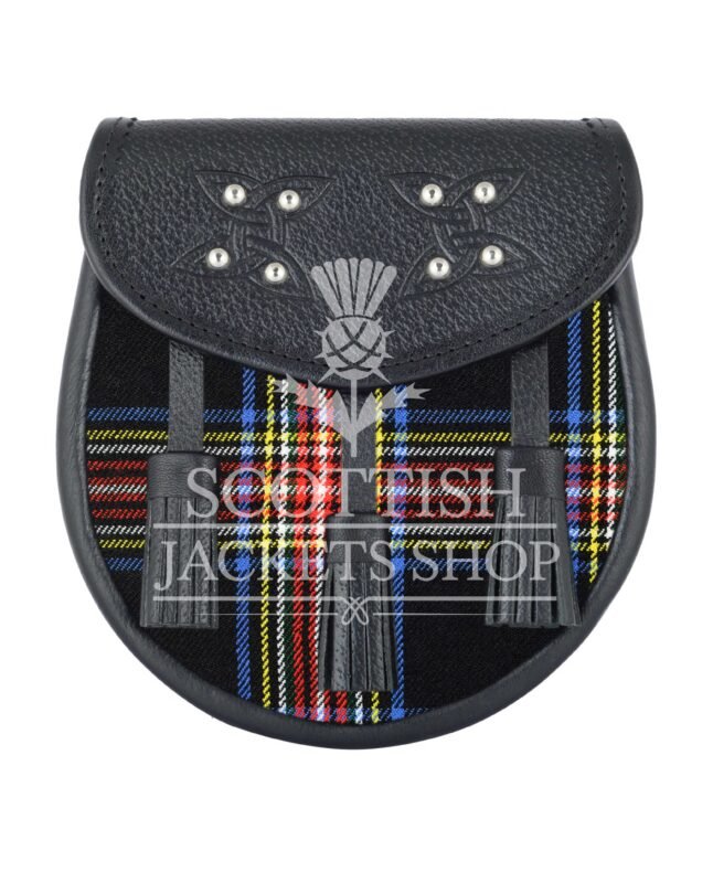 Black Stewart Tartan Sporran