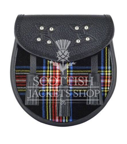 Black Stewart Tartan Sporran