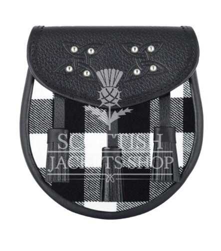 White Black Rob Roy Tartan Sporran