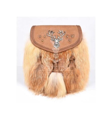 Brown Leather Stag Head Real Fur Sami Dress Sporran