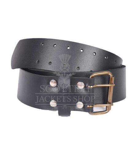 Scottish Handmade Black Leather Kilt Belt