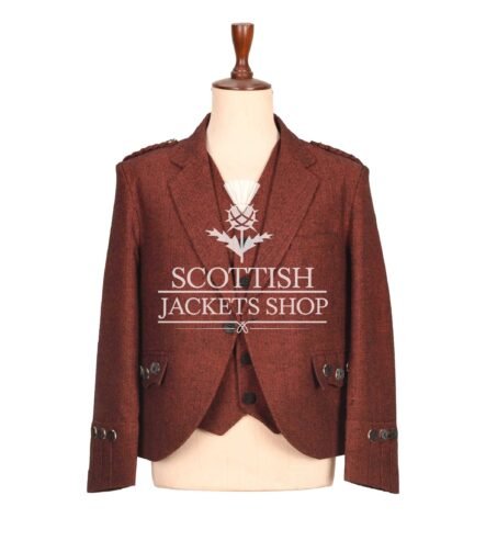 Men’s Maroon Tweed Jacket and Waistcoat