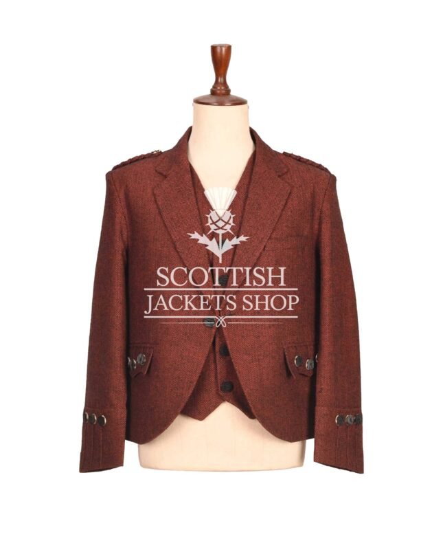 Men’s Maroon Tweed Jacket and Waistcoat