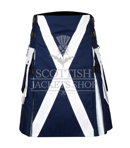 Scottish Scotland utility flag kilt with cargo pockets front view