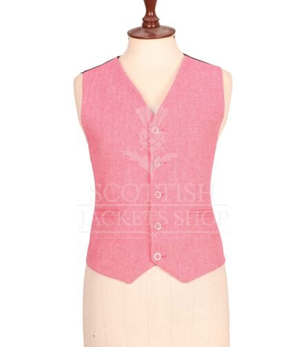 Women's Pink Subtle herringbone blazer Jacket and waistcoat