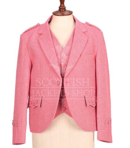 Women's Pink Subtle herringbone blazer Jacket and waistcoat