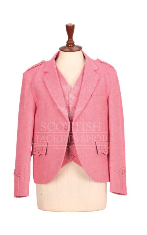 Women's Pink Subtle herringbone blazer Jacket and waistcoat
