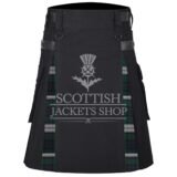 Black Watch Tartan Black Cotton Hybrid Utility Kilt