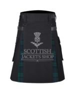 Black Watch Tartan Black Cotton Hybrid Utility Kilt