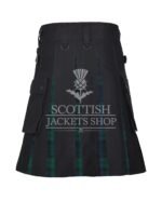 Black Watch Tartan Black Cotton Hybrid Utility Kilt