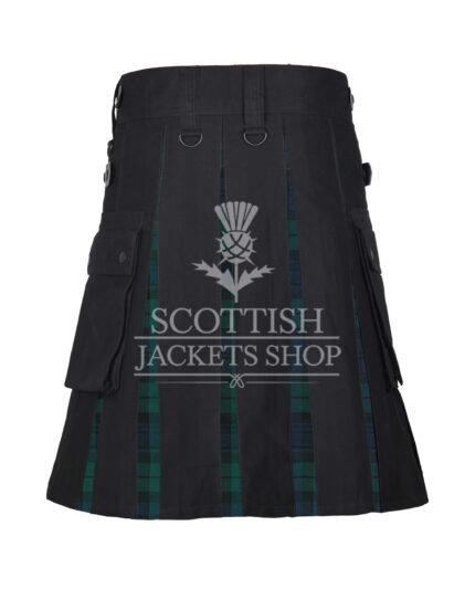Black Watch Tartan Black Cotton Hybrid Utility Kilt