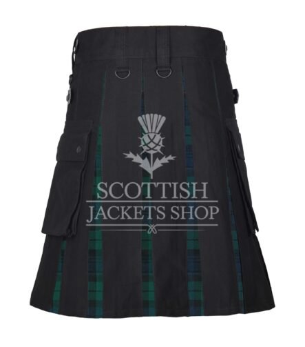 Black Watch Tartan Black Cotton Hybrid Utility Kilt