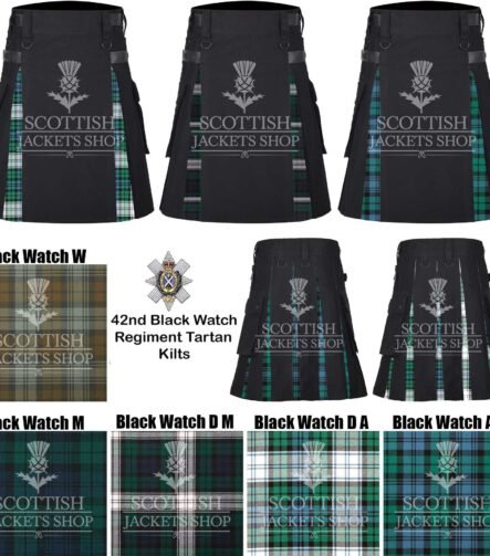 Black Watch Tartan Black Cotton Hybrid Utility Kilt