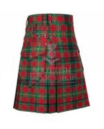 Tartan utility kilt cargo pockets kilt for men Side view with adjustable straps