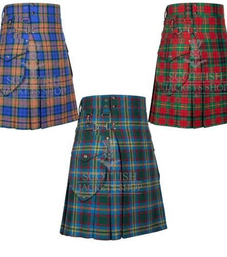 Tartan Utility Kilt Cargo Pockets Kilts for Men