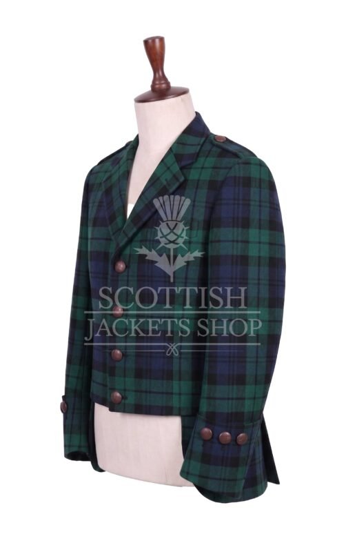 Black Watch Tartan Balmoral Doublet Jacket Traditional Scottish Highland Wear