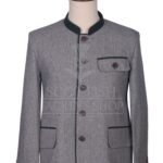 Men's Scottish Grey and Green Wool German Jacket Traditional Highland Military Style