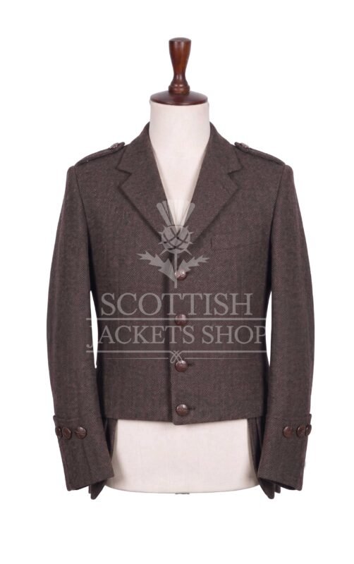 Brown Tweed Balmoral Doublet Jacket Traditional Scottish Highland Wear