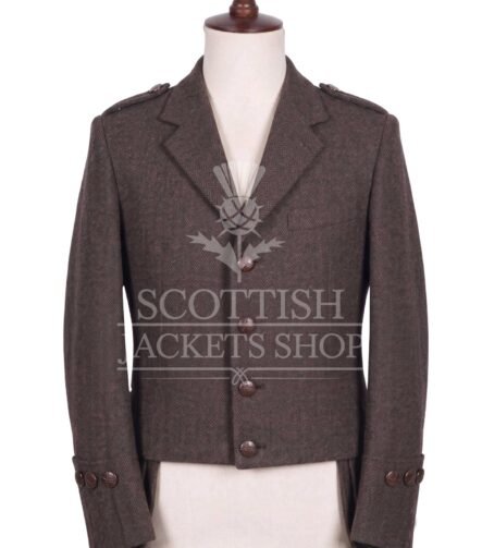 Brown Tweed Balmoral Doublet Jacket Traditional Scottish Highland Wear